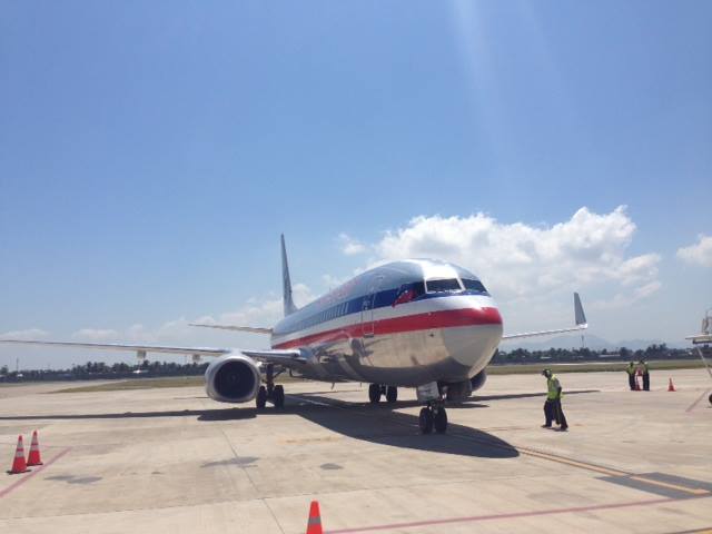American Airlines sur la piste de l’aéroport international Hugo Chavez au Cap-Haïtien