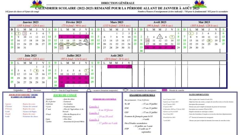 Un nouveau calendrier scolaire remanié publié par le MENFP