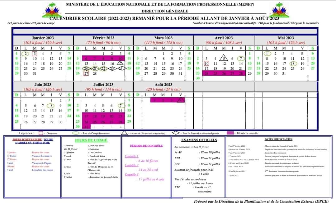 Un nouveau calendrier scolaire remanié publié par le MENFP